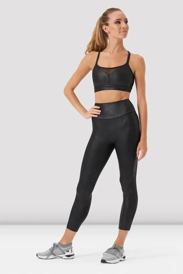 Adult Bloch Ladies Adele Full Length Leather Look Leggings Black Leather Look Pants and Leggings
