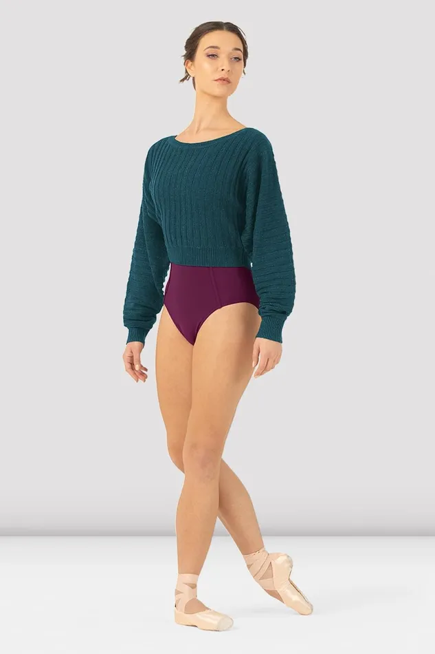 Adult Bloch Ladies Everlyn Cropped Sweater Deep Teal Tops