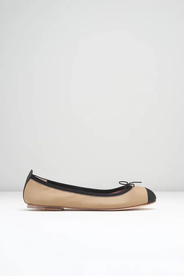 Adult Bloch Ladies Rigel Ballet Flats Capuccino Black Leather Ballet Flats