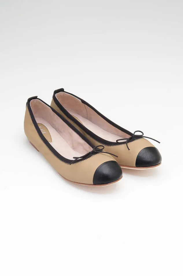Adult Bloch Ladies Rigel Ballet Flats Capuccino Black Leather Ballet Flats