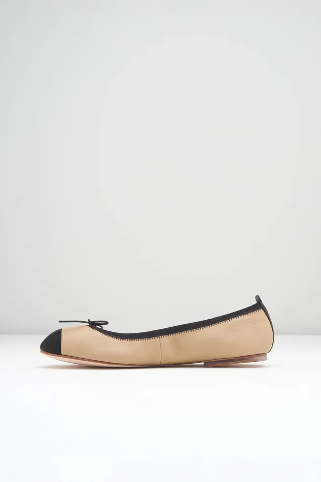 Adult Bloch Ladies Rigel Ballet Flats Capuccino Black Leather Ballet Flats
