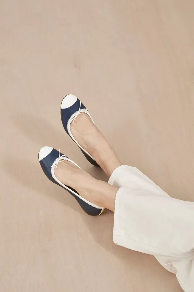 Adult Bloch Ladies Rigel Ballet Flats Navy White Leather Ballet Flats