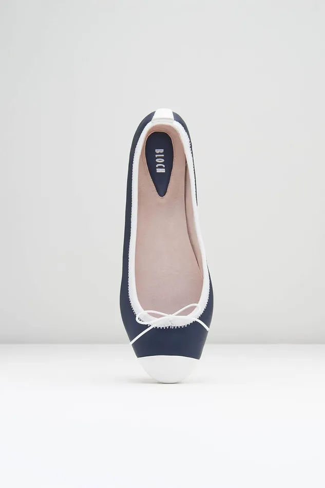 Adult Bloch Ladies Rigel Ballet Flats Navy White Leather Ballet Flats