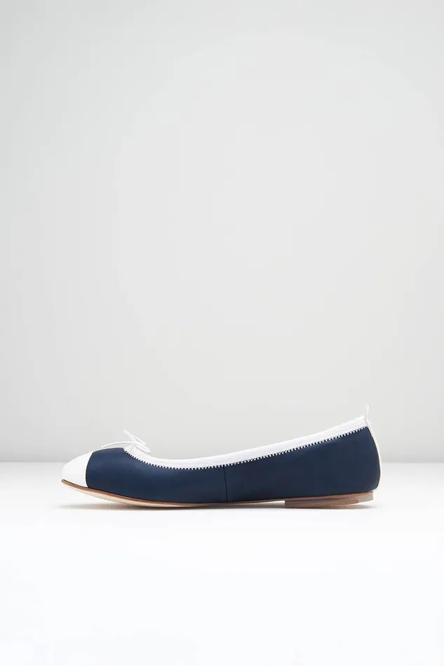 Adult Bloch Ladies Rigel Ballet Flats Navy White Leather Ballet Flats