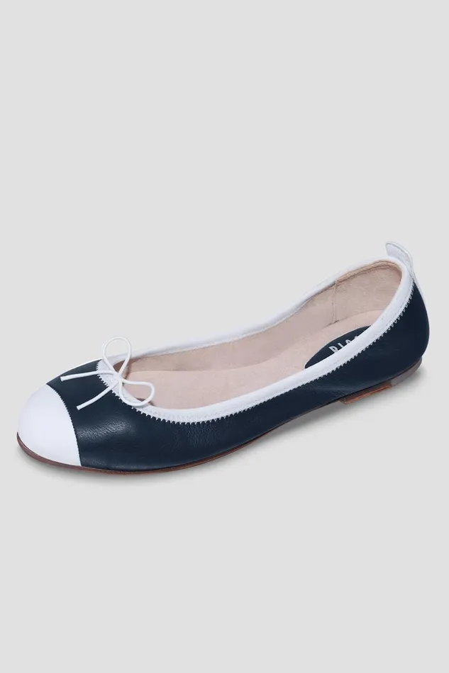 Adult Bloch Ladies Rigel Ballet Flats Navy White Leather Ballet Flats