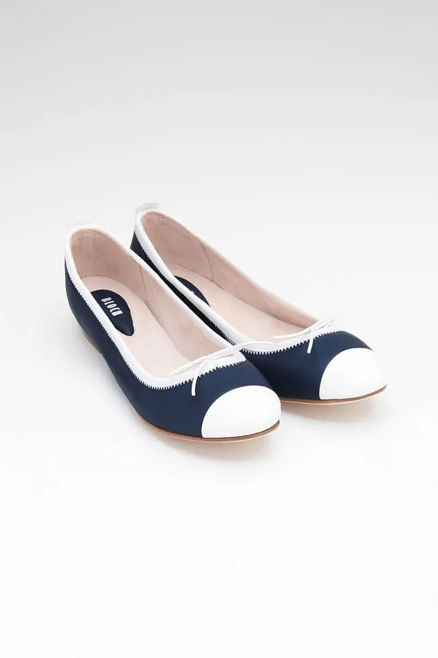 Adult Bloch Ladies Rigel Ballet Flats Navy White Leather Ballet Flats