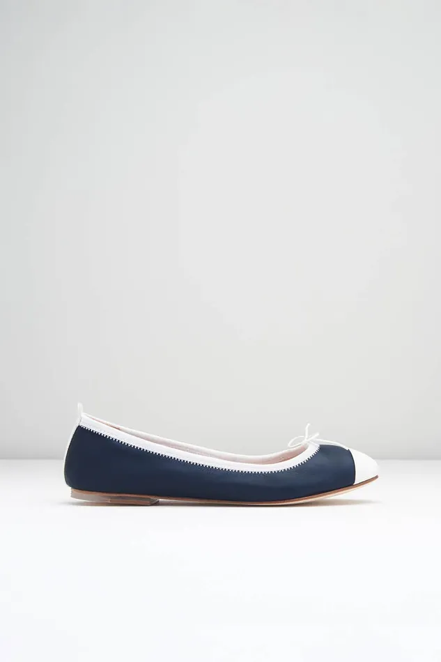 Adult Bloch Ladies Rigel Ballet Flats Navy White Leather Ballet Flats