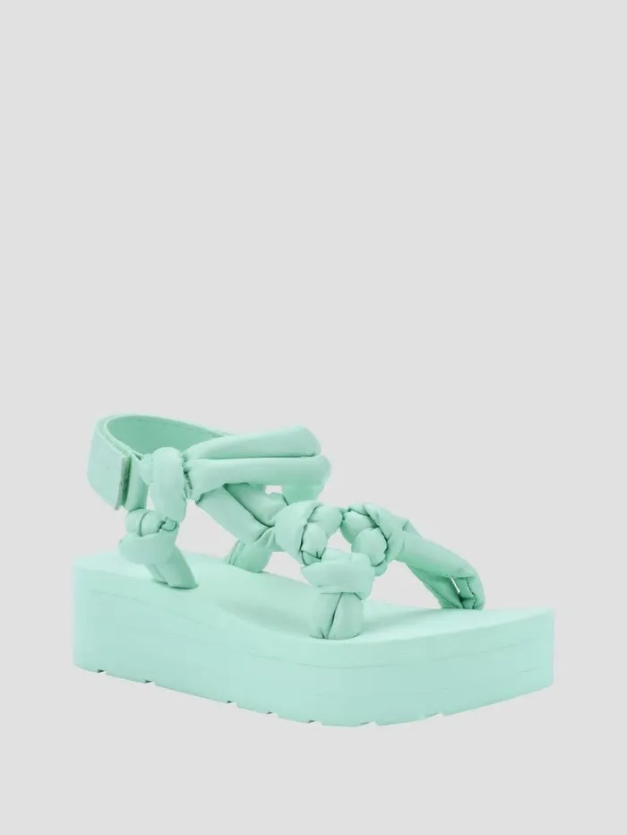 Albina Knotted Platform Sandals Denim Tie Dye Women Sandals GUESS