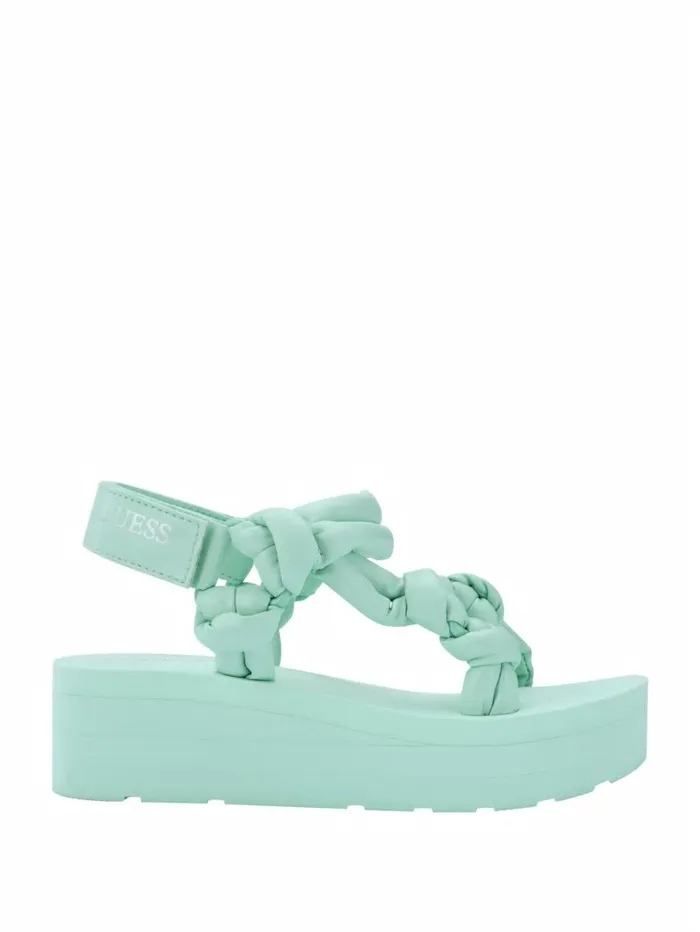 Albina Knotted Platform Sandals Denim Tie Dye Women Sandals GUESS