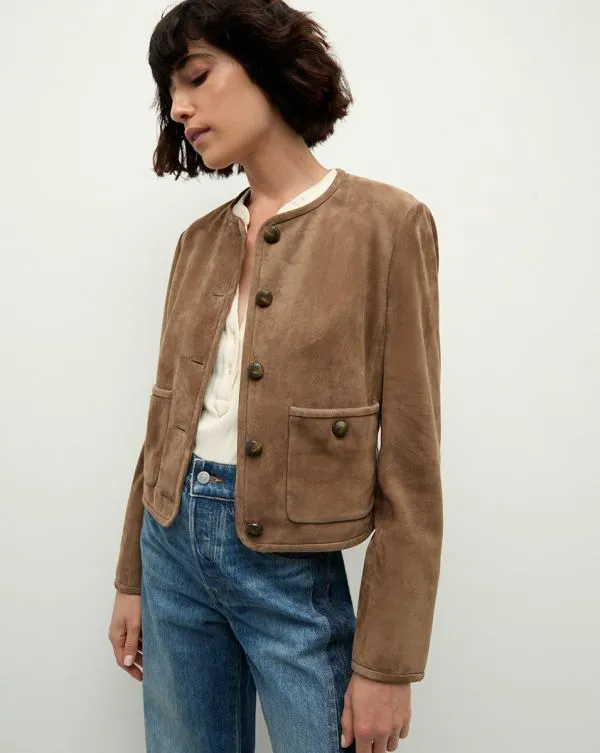 Andrea Suede Jacket Bark Women Veronica Beard Jackets and Outerwear