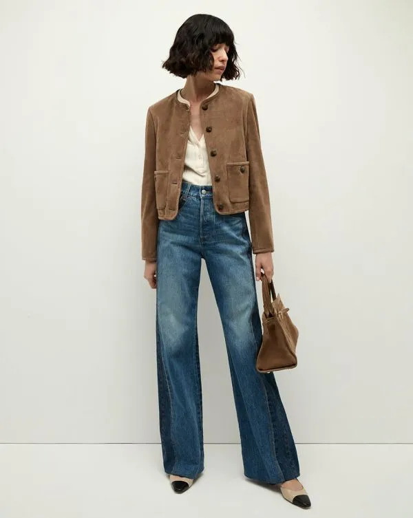 Andrea Suede Jacket Bark Women Veronica Beard Jackets and Outerwear