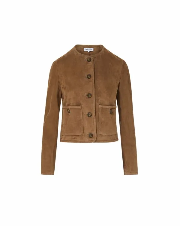 Andrea Suede Jacket Bark Women Veronica Beard Jackets and Outerwear