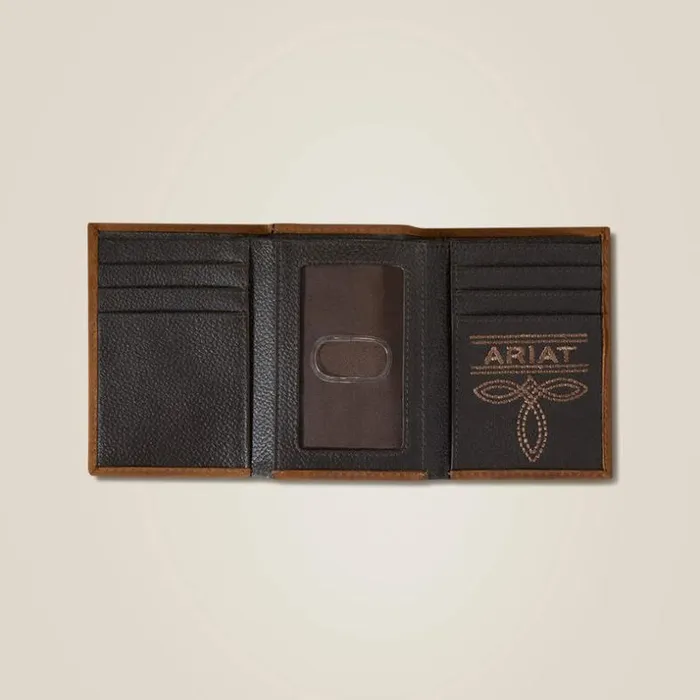 Bags and Wallets Men Ariat Flag Shield Trifold Wallet Brown Bags and Wallets Men Ariat Flag Shield Trifold Wallet Brown