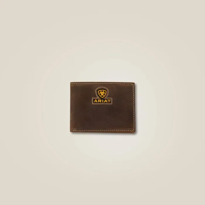 Bags and Wallets Men Ariat Yellow Logo Bifold Wallet Brown