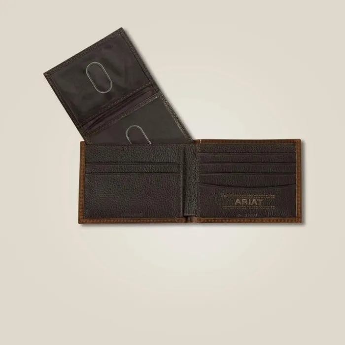 Bags and Wallets Men Ariat Yellow Logo Bifold Wallet Brown