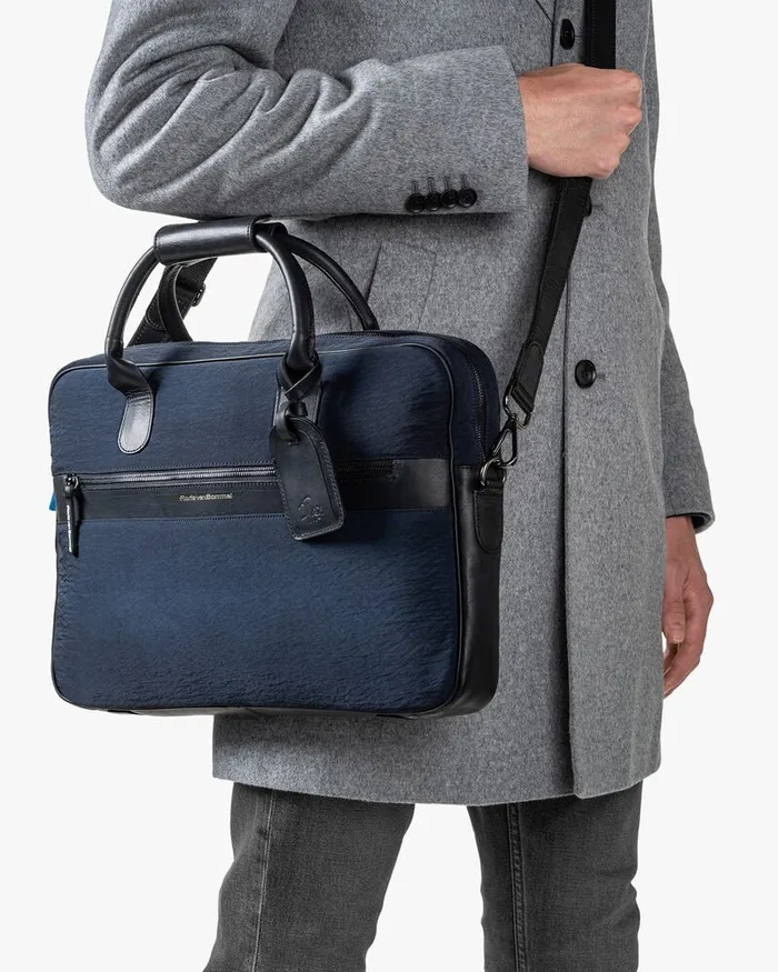 Bags Men Floris Van Bommel Office Sleeve Textile Blue Leather