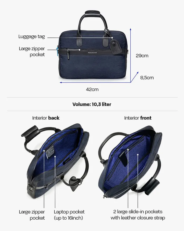 Bags Men Floris Van Bommel Office Sleeve Textile Blue Leather