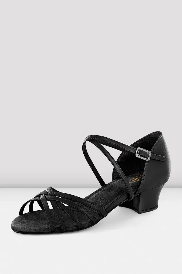 Ballroom and Latin Ladies Annabella Latin Practice Shoes Black Leather Bloch Adult