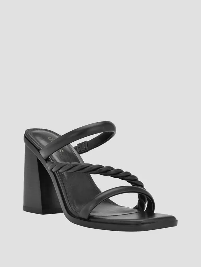 Barper Strappy Wooden Heel Sandals Black 001 Heels GUESS Women
