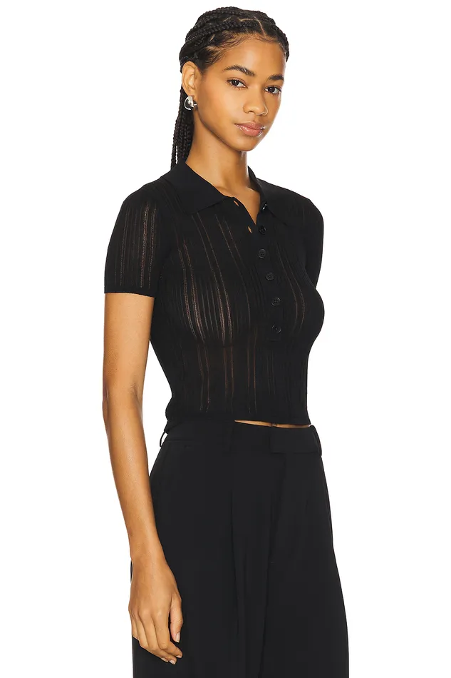 Belle Polo Top Black Women Lovers and Friends Sweaters and Knits Belle Polo Top Black Women Lovers and Friends Sweaters and Knits