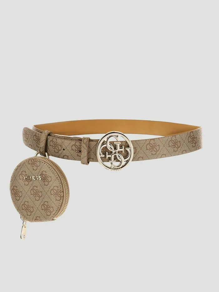 Belt and Keyring Gift Set Latte Logo Belts GUESS Women