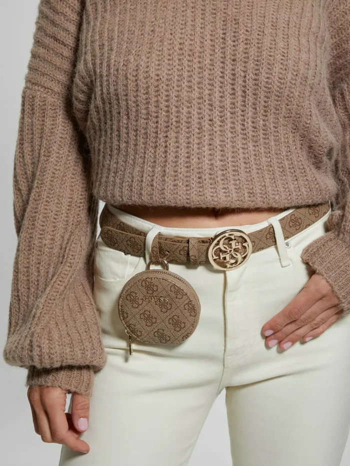 Belt and Keyring Gift Set Latte Logo Belts GUESS Women