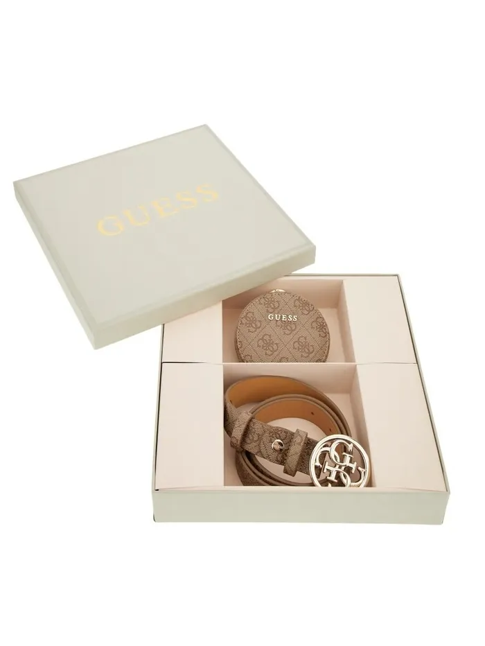 Belt and Keyring Gift Set Latte Logo Belts GUESS Women