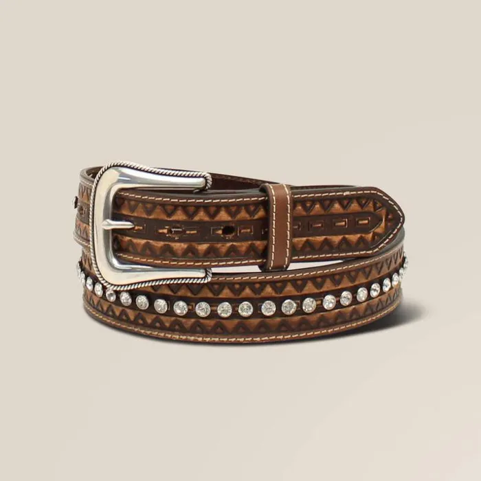 Belts Women Ariat Crystal Stud Belt Brown