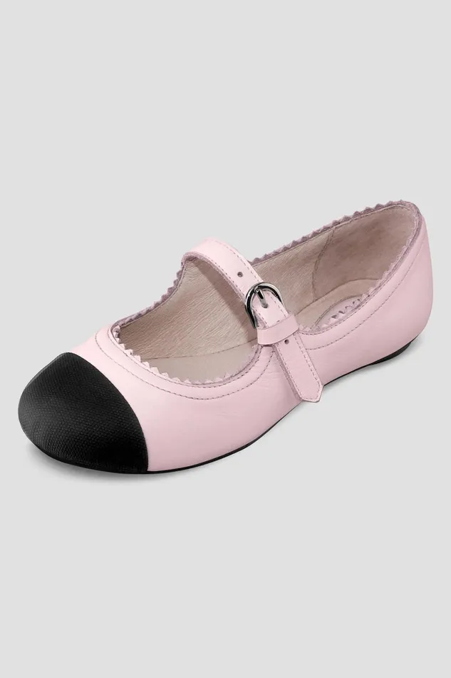 Bloch Ballet Flats Children Girls Cassiopeia Ballet Flats Pink Black Leather