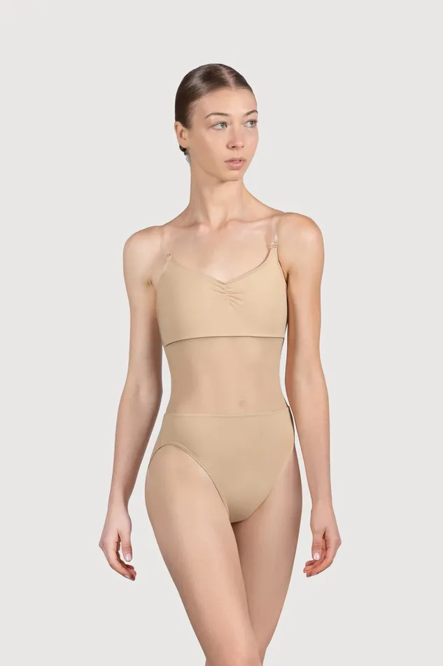 Bloch Ladies Cordelia Mesh Panel Bodysuit Sand Adult Underwear