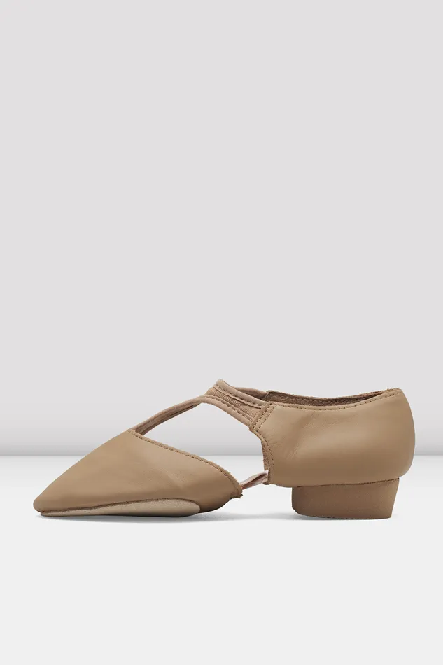 Bloch Teaching Adult Ladies Elastosplit Grecian Teaching Shoes Tan Leather
