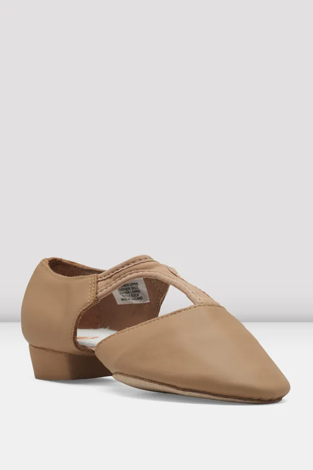 Bloch Teaching Adult Ladies Elastosplit Grecian Teaching Shoes Tan Leather
