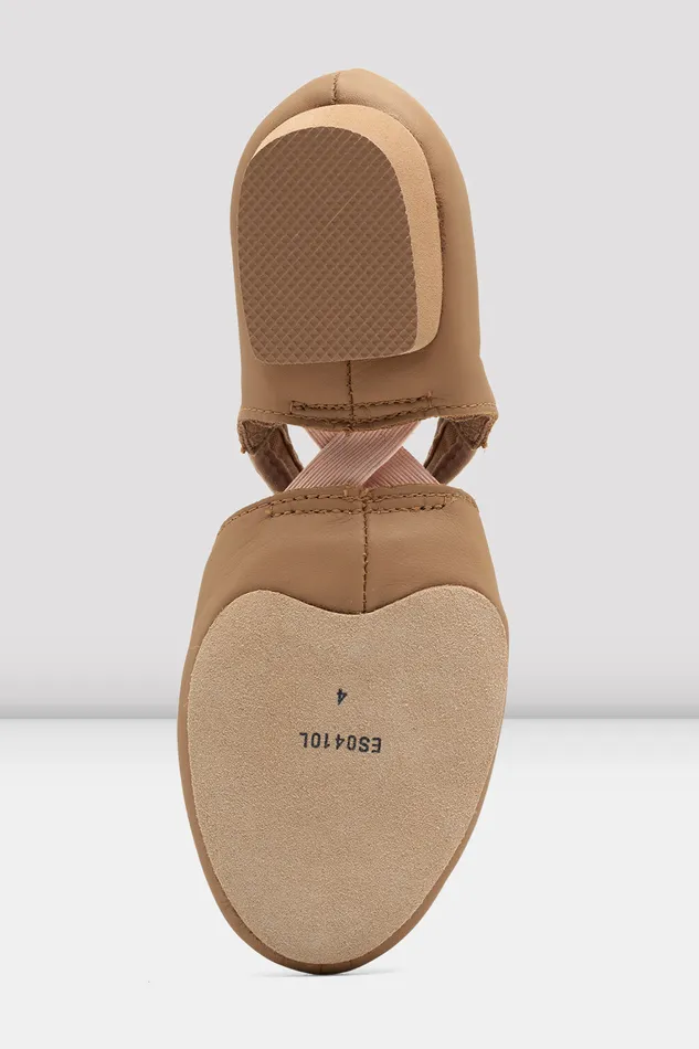 Bloch Teaching Adult Ladies Elastosplit Grecian Teaching Shoes Tan Leather