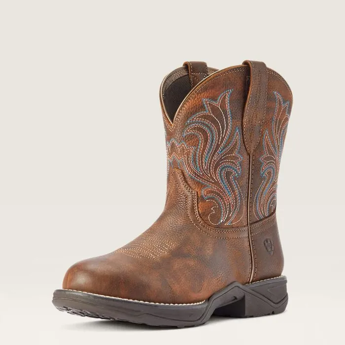 Booties Women Ariat Anthem Round Toe Shortie Western Boot Copper Kettle