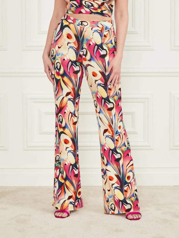 Bottoms Anise Flared Pant Wonderland Print 8211 GUESS Women