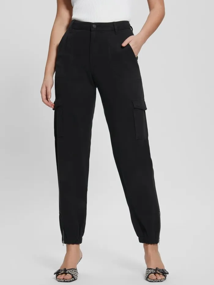 Bottoms GUESS Women Bowie Chino Cargo Pants Jet Black Multi