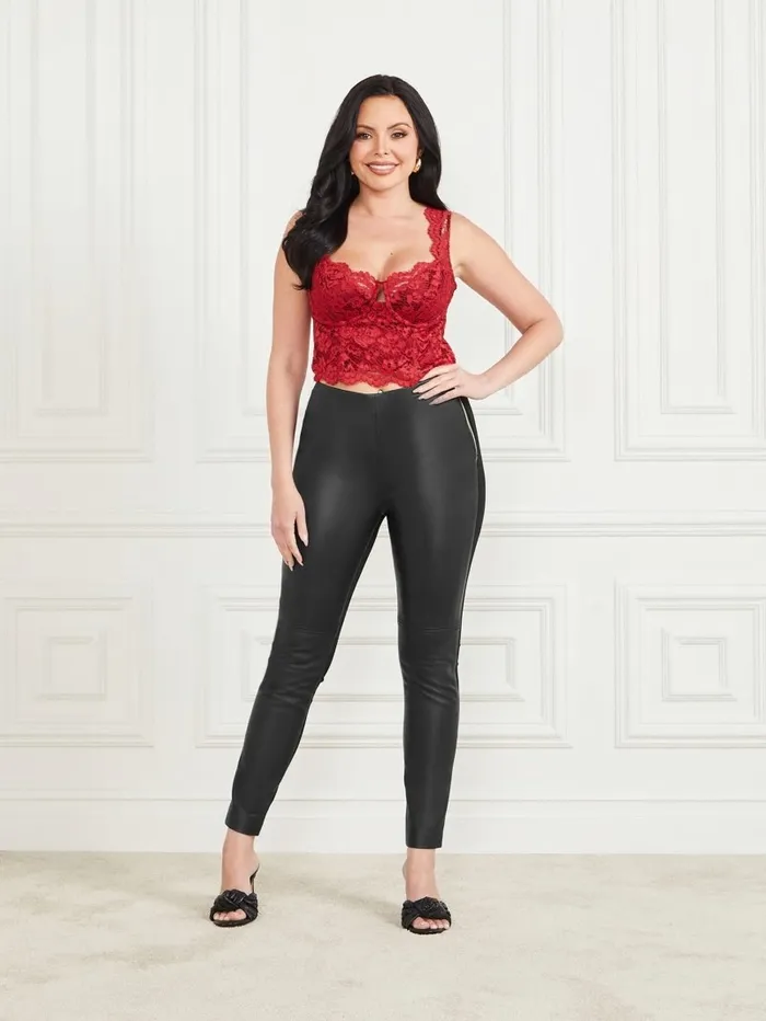 Bottoms GUESS Women Coy Leather HighRise Legging Jet Black Bottoms GUESS Women Coy Leather HighRise Legging Jet Black