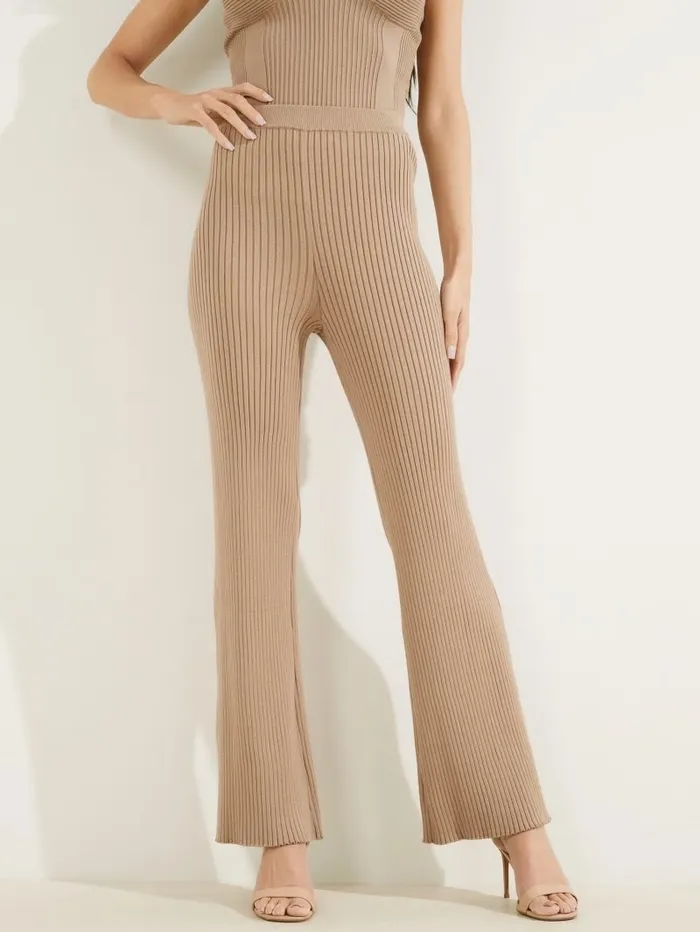 Bottoms GUESS Women Eco Colette RibKnit Wide Leg Pant Summer Clay