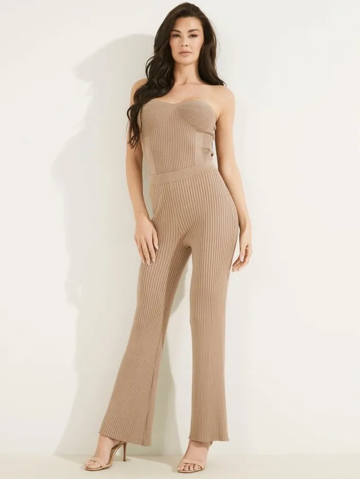 Bottoms GUESS Women Eco Colette RibKnit Wide Leg Pant Summer Clay Bottoms GUESS Women Eco Colette RibKnit Wide Leg Pant Summer Clay