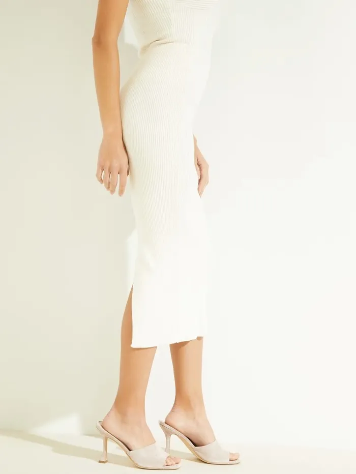 Bottoms Women Eco Selina RibKnit Skirt Dove White GUESS Bottoms Women Eco Selina RibKnit Skirt Dove White GUESS