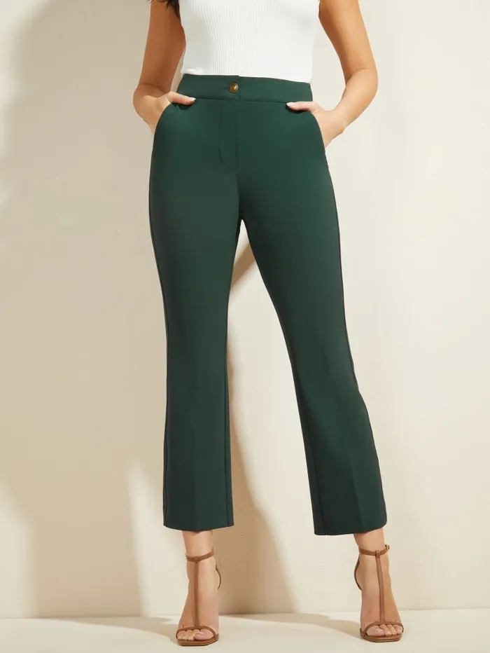 Bottoms Women Evelyn Cropped Pant Chenille Green GUESS