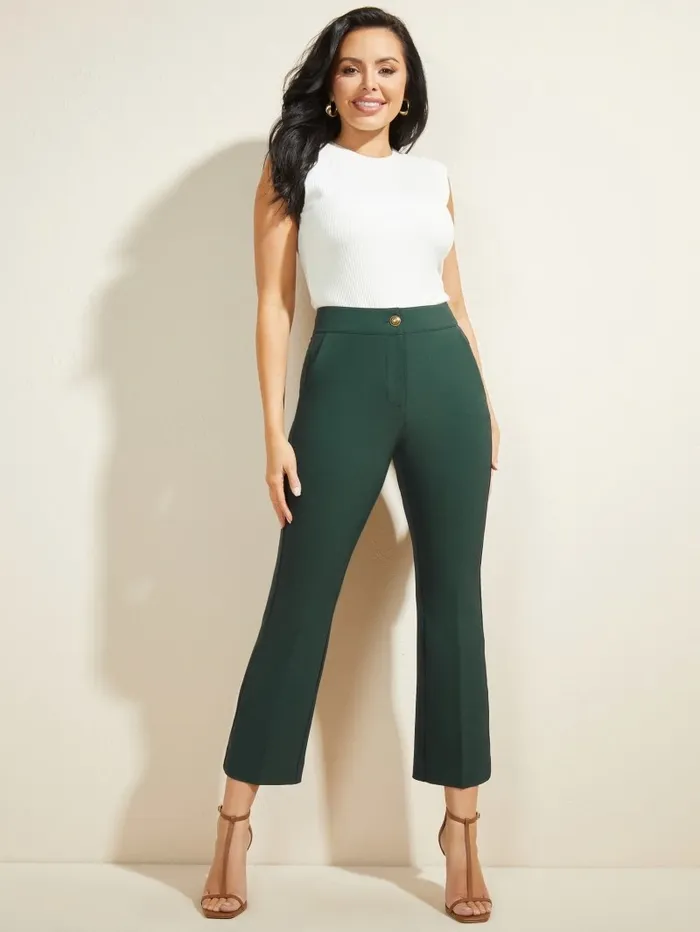Bottoms Women Evelyn Cropped Pant Chenille Green GUESS