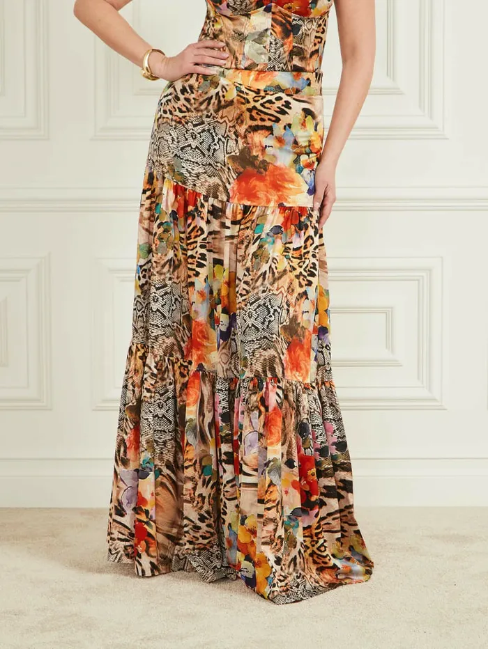 Bottoms Women GUESS Blossom Printed Maxi Skirt Wild Flower Fall Print