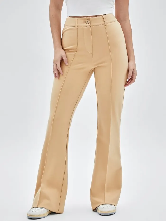 Bottoms Women GUESS Originals Pintuck Flared Pants Honey Oat GUESS