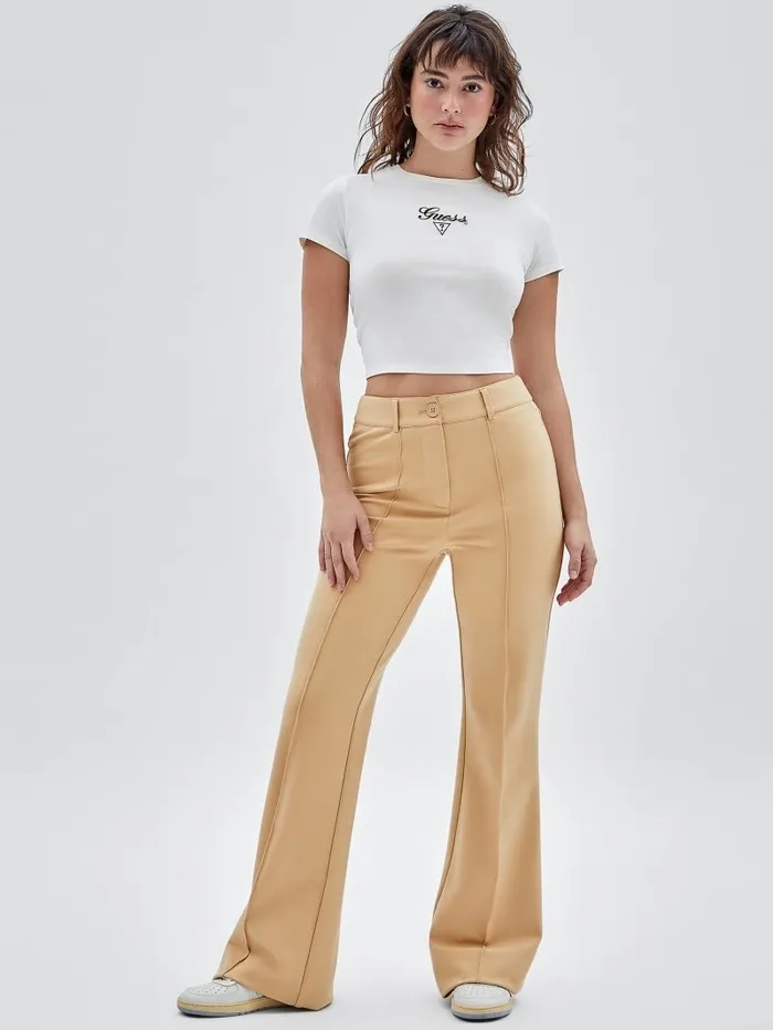 Bottoms Women GUESS Originals Pintuck Flared Pants Honey Oat GUESS