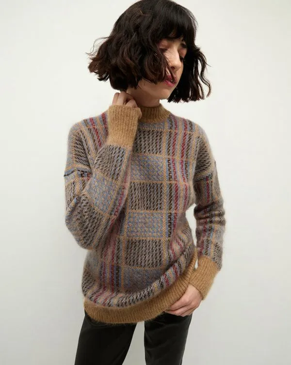 Bristol Plaid Sweater Russet Multi Women Veronica Beard Sweaters Bristol Plaid Sweater Russet Multi Women Veronica Beard Sweaters