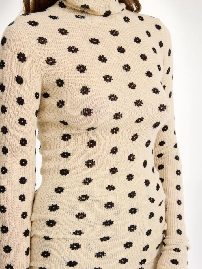 By Malene Birger Knitwear Women Fioria Turtleneck Wool Sweater Graphic Flower