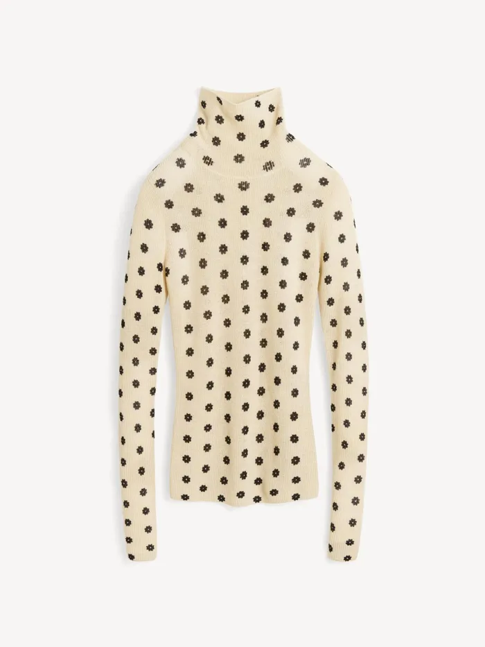 By Malene Birger Knitwear Women Fioria Turtleneck Wool Sweater Graphic Flower