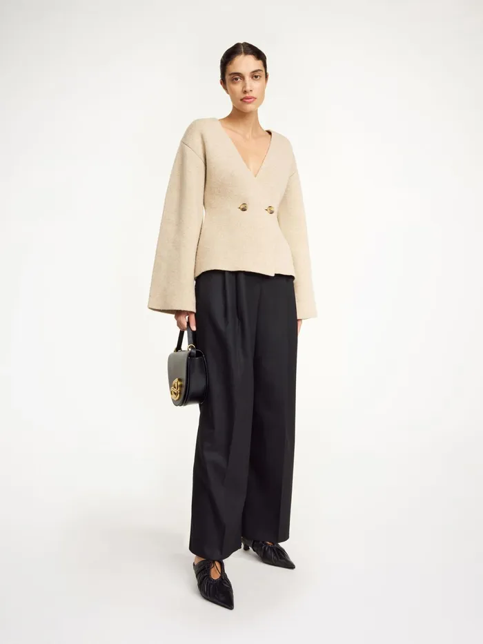 By Malene Birger Knitwear Women Tinley Wool Cardigan Twill Beige