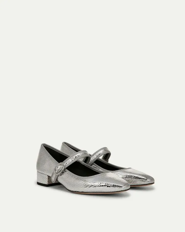 Cade Metallic Mary Jane Ballet Pump Silver Women Veronica Beard Shoes Cade Metallic Mary Jane Ballet Pump Silver Women Veronica Beard Shoes